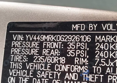 2016 Volvo Xc60 T6 Drive-E from USA, damaged, VIN YV449MRK0G2926106